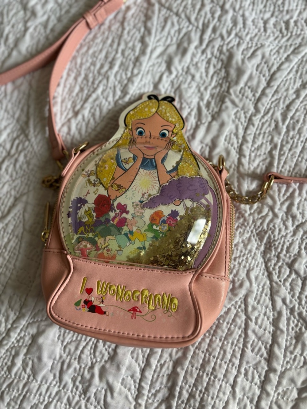 Danielle Nicole Pink Alice in Wonderland Sequin Floral Crossbody - Picture 2 of 4